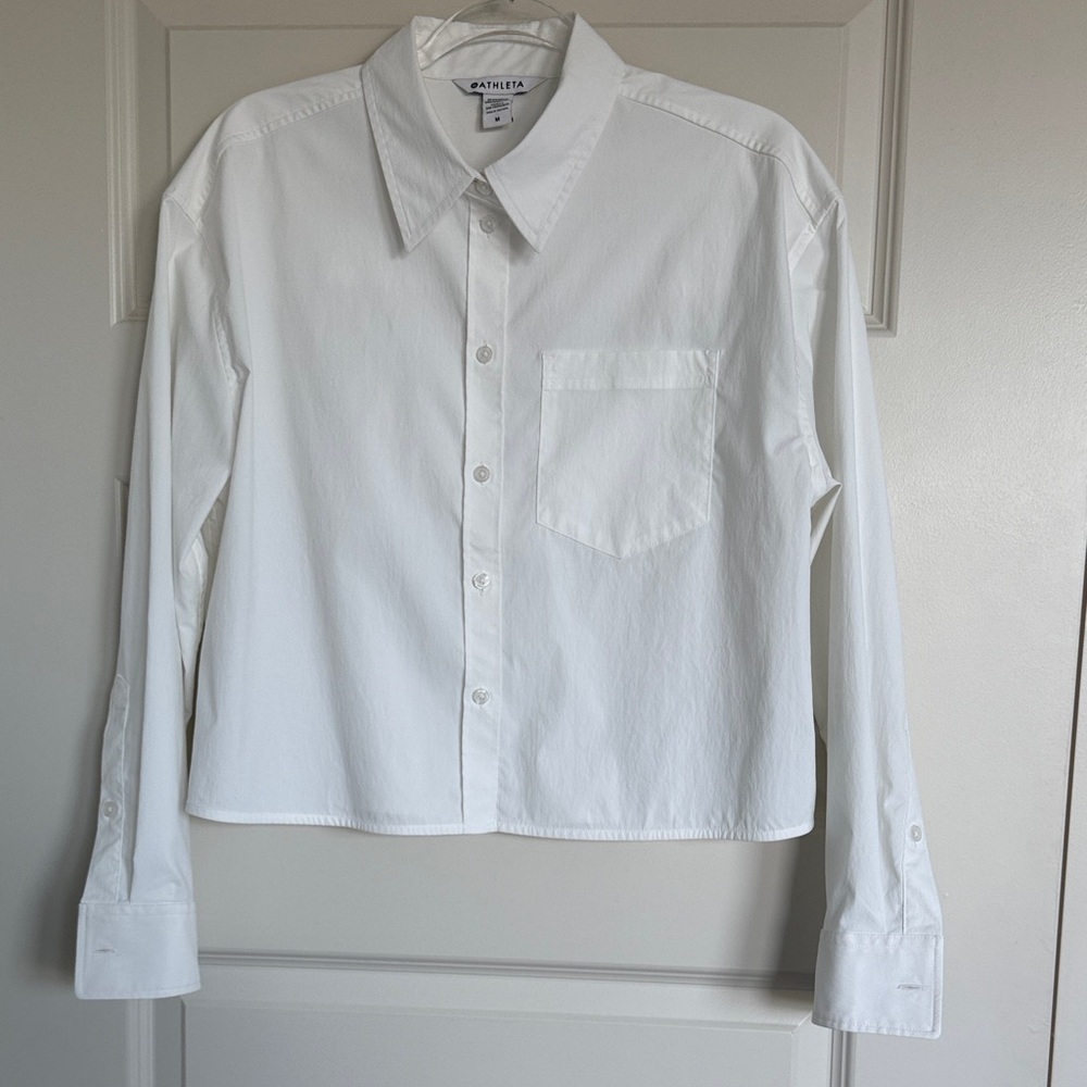 Athleta Classic White Collared Blouse